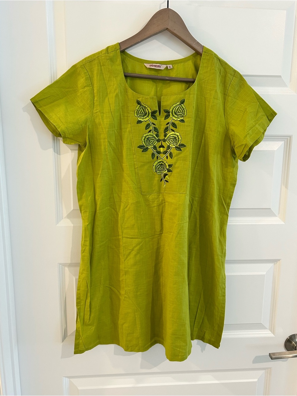 Indian Embroidered Kurta Tunic Green Size XL